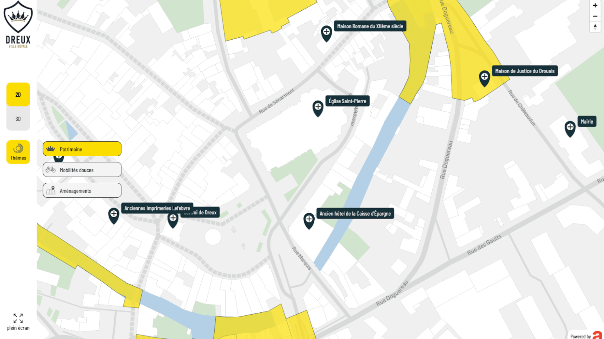 Cartographie 2D illustrant la représentation visuelle de données SIG, permettant une lecture claire et précise des projets d’aménagement et d’urbanisme.